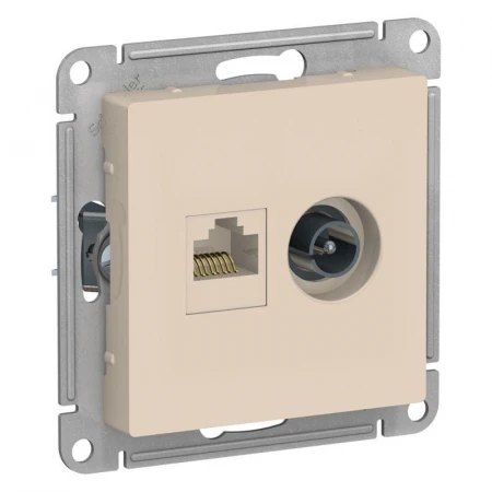 Розетка компьютерная RJ45/TV Systeme Electric AtlasDesign 5e кат UTP бежевая ATN000289