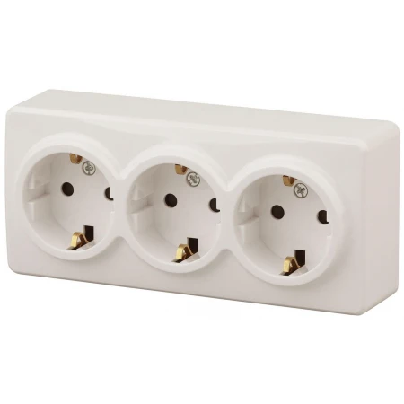 Розетка ЭРА Эксперт 3х2P E Schuko 16A 250V 11-2208-02 Б0020701