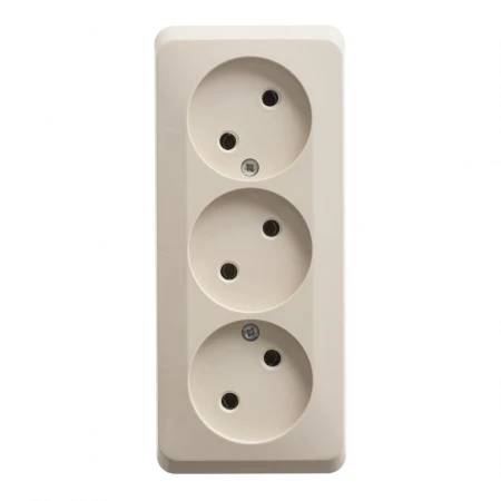 Розетка тройная 2К Systeme Electric Этюд 16A 250V кремовая PA16-009K