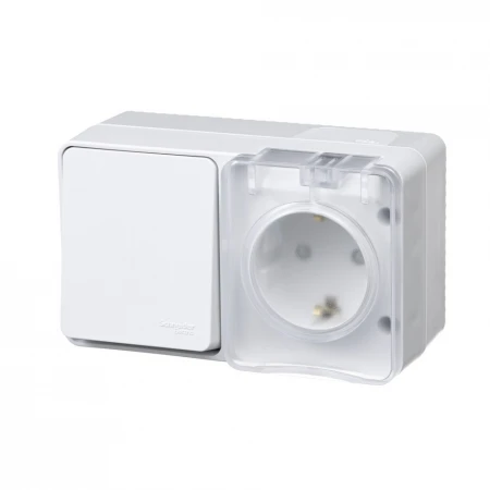 Блок розетка-выключатель Systeme Electric AtlasDesign белый ATN540170