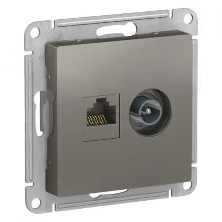 Розетка компьютерная RJ45/TV Systeme Electric AtlasDesign 5e кат UTP сталь ATN000989