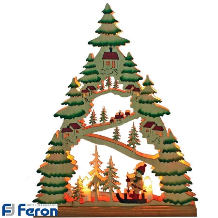 Световая фигура "разноцветная елочка со снеговичком", lt086